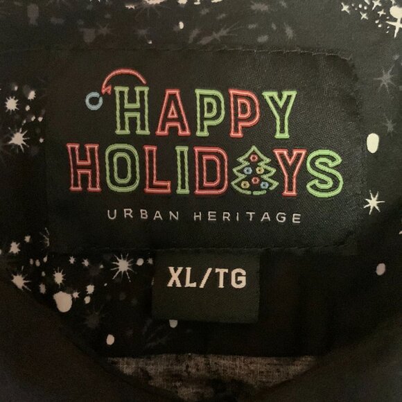 2 Urban Heritage Happy Holidays Casual Shirts Men Sz XL Christmas All Over Print - Picture 7 of 15